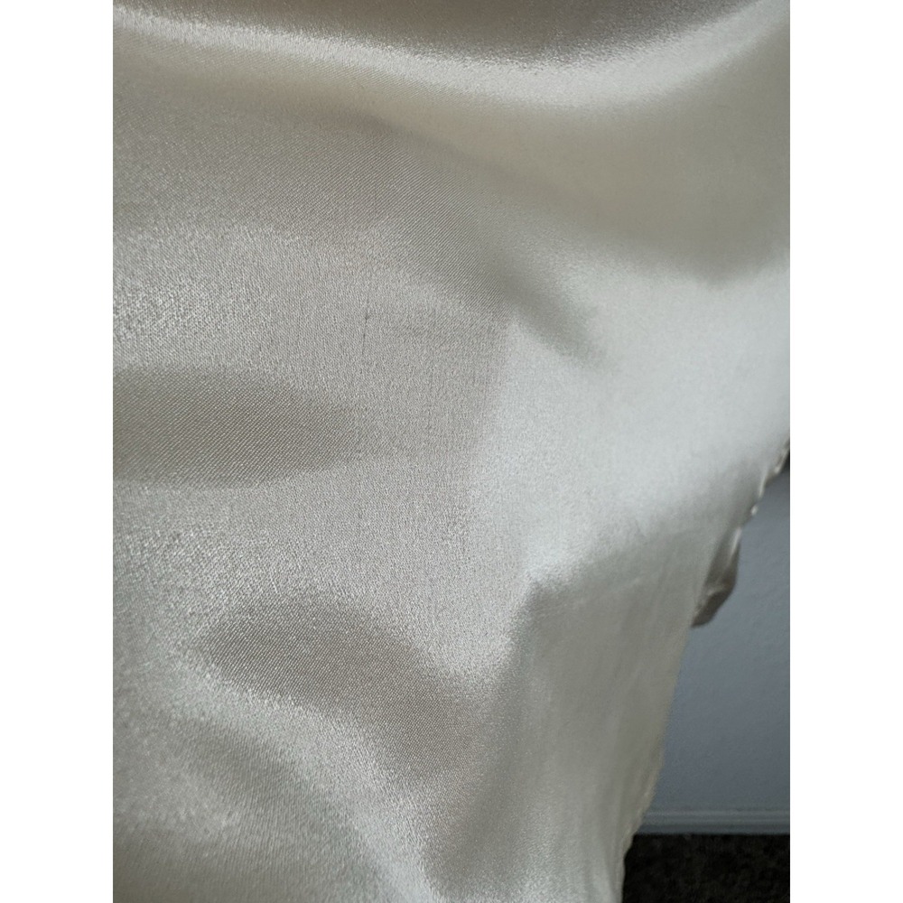 Vtg Givenchy Satin Blouse Champagne Embroidered Logo Women's 18W Quiet Luxury - Picture 7 of 11